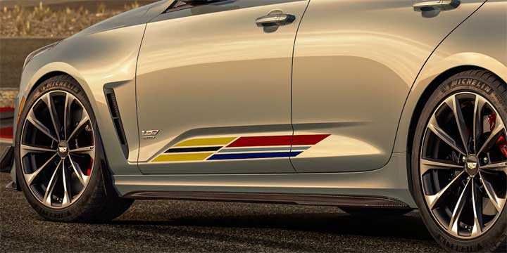 2024 Cadillac CT4 V Blackwing Mondrian Edition Exterior 003 Side Graphics Arrival Edition 