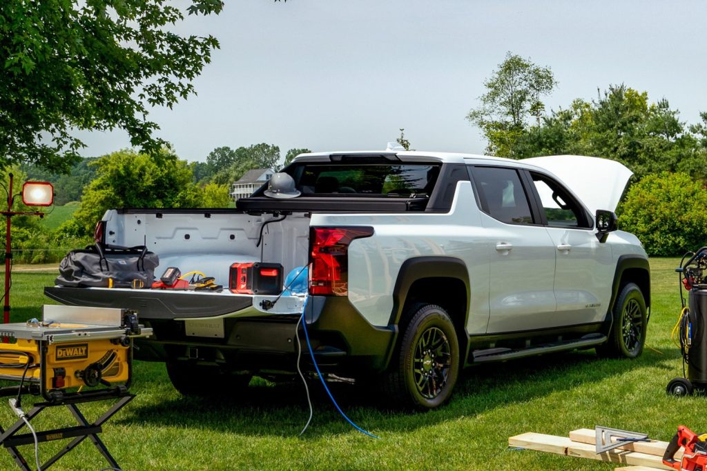 Shown here is the 2024 Chevrolet Silverado EV in the Work Truck (WT) trim, the Bow Tie brand's first-ever all-electric pickup truck.