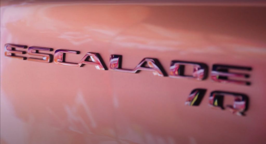 The Cadillac Escalade IQ nameplate.