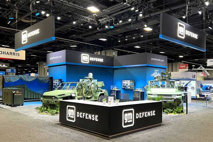 The GM Defense booth at the Modern Day Marine 2023 expo.