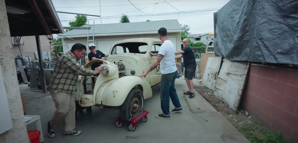 A 1937 Chevy Master Deluxe race car is wheeled out for the first time in decades.