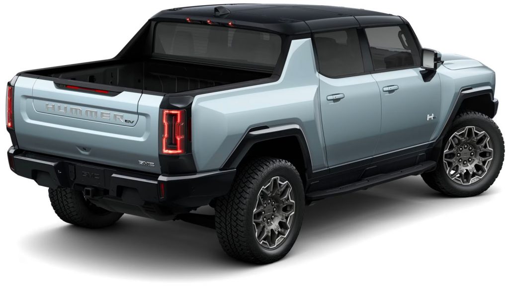 The rear end of the GMC Hummer EV Pickup.