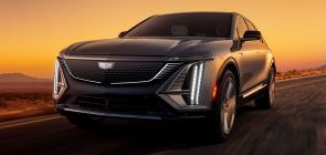 2024 Cadillac Lyriq Al Awael Sport trim - Middle East - Press Photos - Exterior 002 - front three quarters - DRL daytime running lights