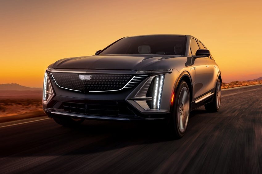 2024 Cadillac Lyriq Al Awael Sport trim - Middle East - Press Photos - Exterior 002 - front three quarters - DRL daytime running lights