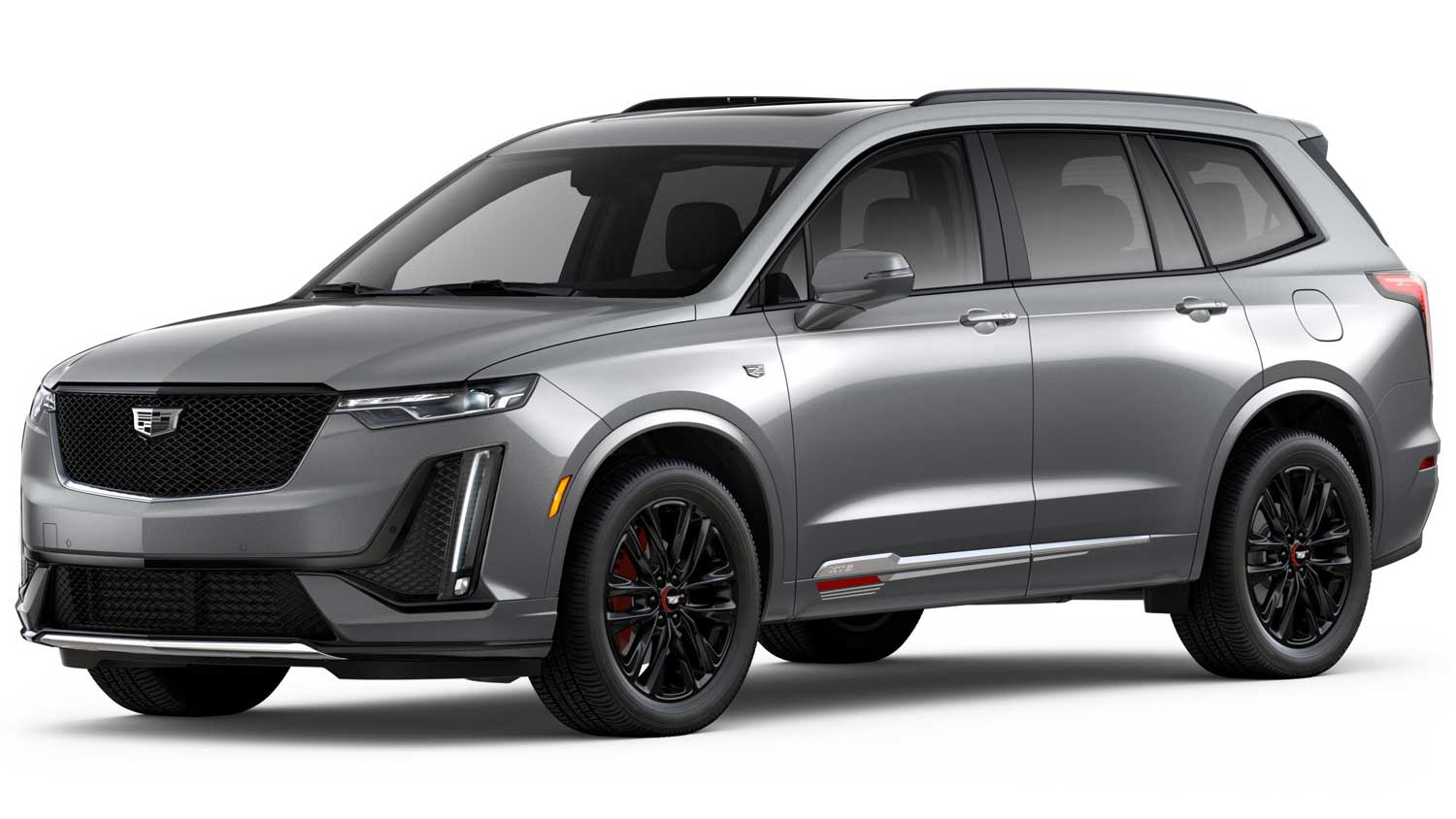 2024 Cadillac XT6 Argent Silver Metallic GXD Red Accent Package LPO PDK Configurator Exterior 001 Front Three Quarters 