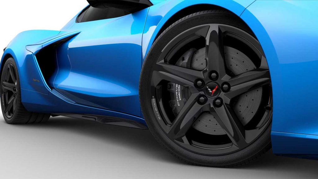 A carbon fiber wheel currently unavailable for the 2024 Corvette.