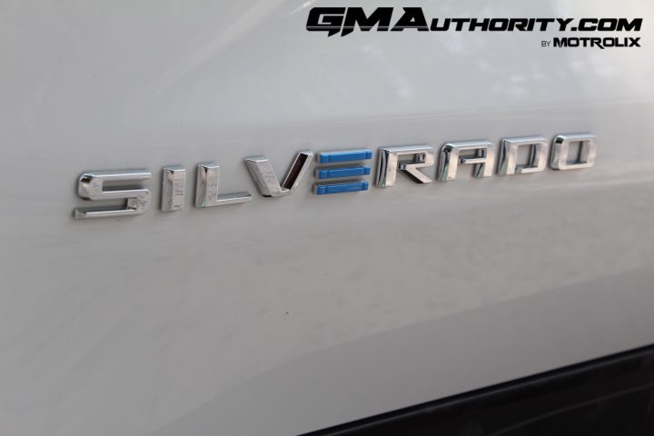 Chevy Silverado EV tailgate badge.