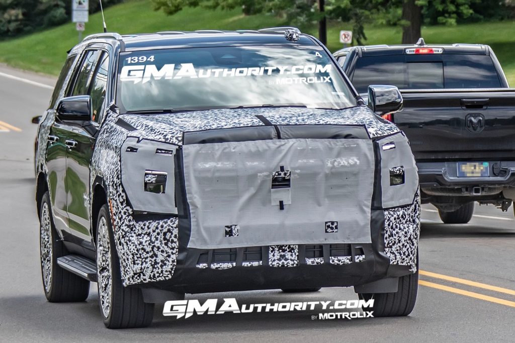 The front end of a refreshed 2024 Chevy Tahoe prototype.