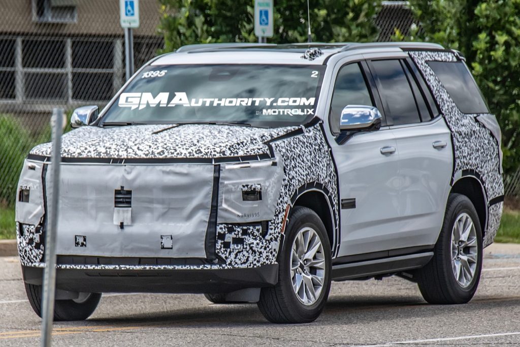 A photo of a refreshed 2025 Chevy Tahoe prototype undergoing testing in July 2023.