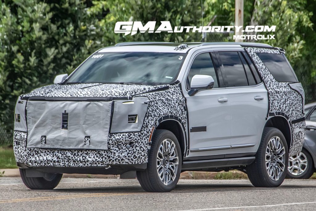 A photo showing a prototype of the 2025 GMC Yukon undergoing testing in July 2023.