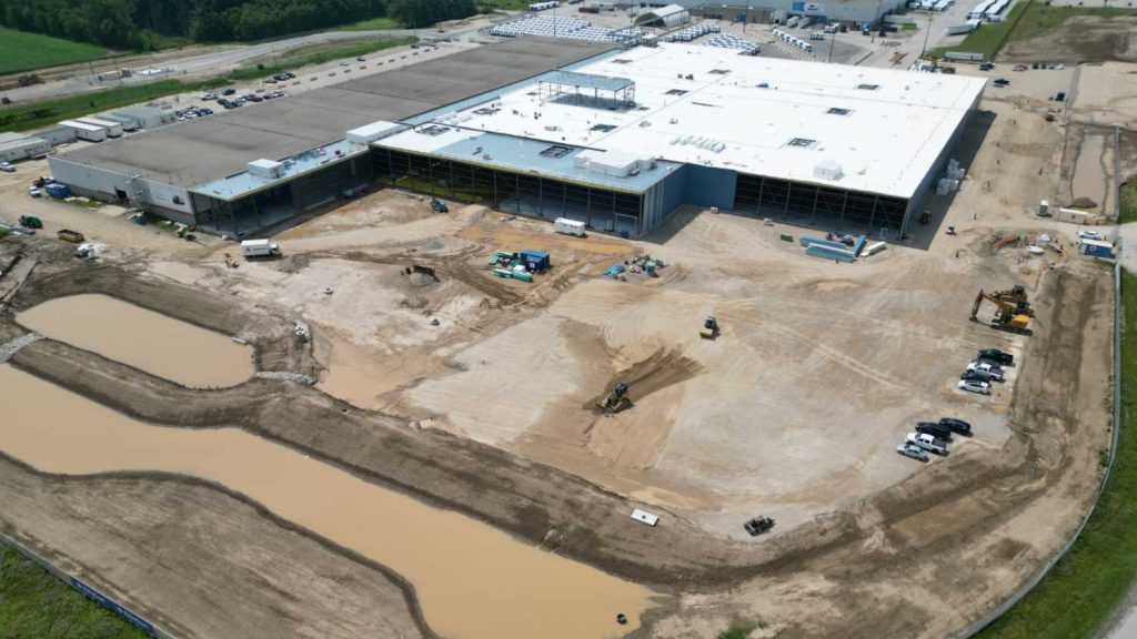 Aerial view of the GM Cami Assembly battery facility under construction.