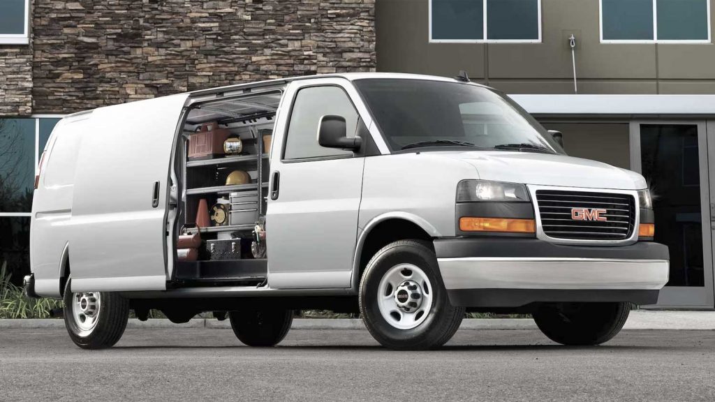This is the 2023 GMC Savana full-size van, available as a cargo van, shown here, passenger van, and cutaway/chassis cab model. 