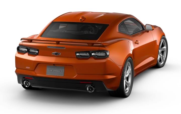 Rear three quarters view of the 2024 Chevy Camaro 2SS.
