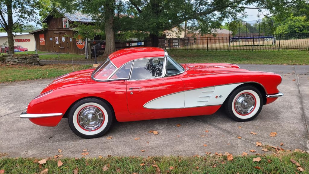 Side view of the 1959 Chevy Corvette headed to auction.