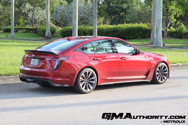 Low-interest financing remains available among this month's Cadillac CT5 discount offers. Shown here is the CT5-V Blackwing. A refresh of the entire CT5 lineup has debuted for the 2025 model year.