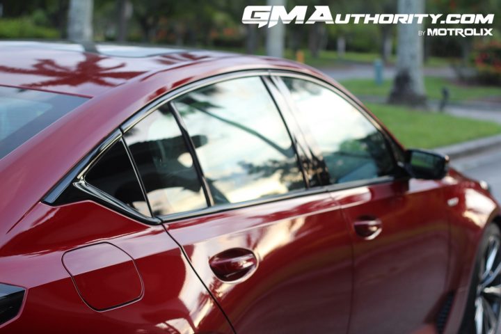 The side windows on the 2022 Cadillac CT5-V Blackwing.