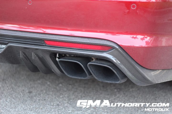 Exhaust tip on the CT5-V Blackwing, one of many current ICE-powered GM vehicles.