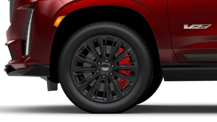 Wheel detail of the 2023 Cadillac Escalade-V.