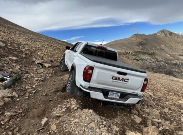 GMC Canyon AT4 driving off road.