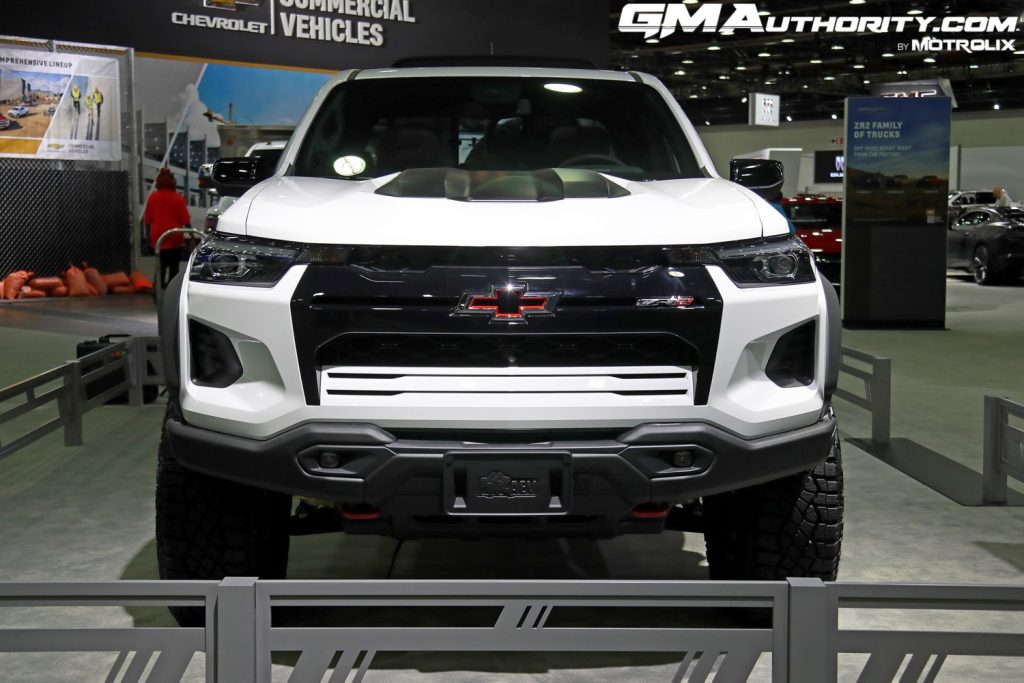 The front end of the 2024 Chevy Colorado ZR2 Bison, shown here in Detroit.