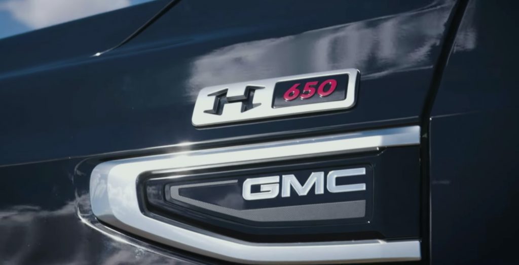 Badging on the supercharged GMC Yukon Denali H650 from Hennessey Performance Engineering.