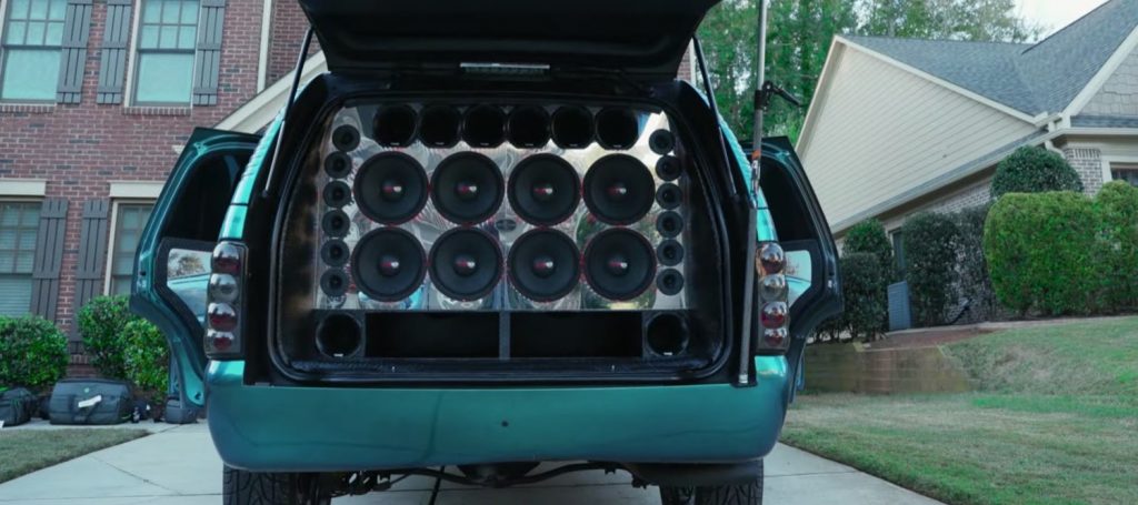 Custom 2004 Chevy Tahoe with a ton of audio equipment.