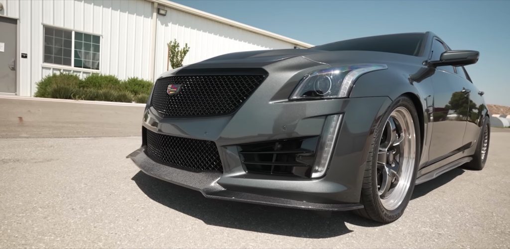 A modified Cadillac CTS-V drag racer.