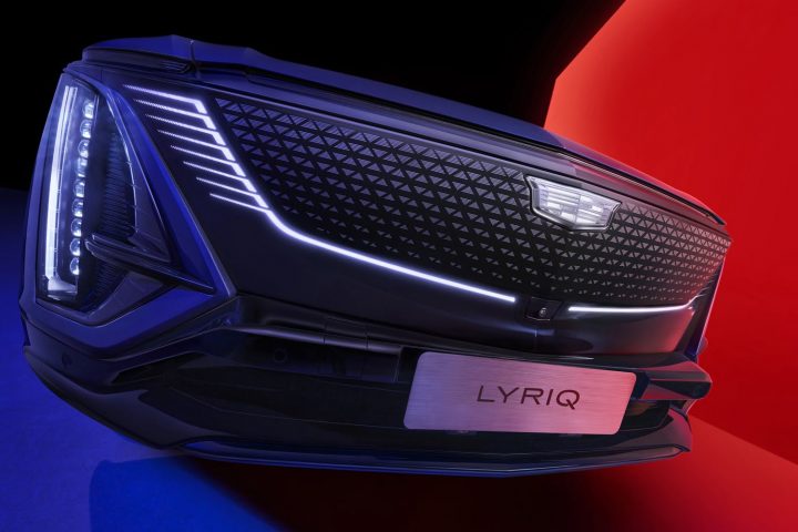The front end of the Cadillac Lyriq crossover.