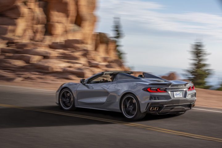 The rear end of the C8 Corvette E-Ray.