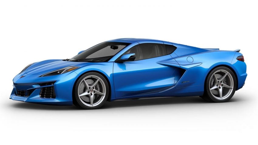 2024 Chevrolet Corvette Stingray Changes Updates New Features   2024 Chevrolet Corvette Riptide Blue Metallic GJV Configurator Exterior 002 Side 850x478 