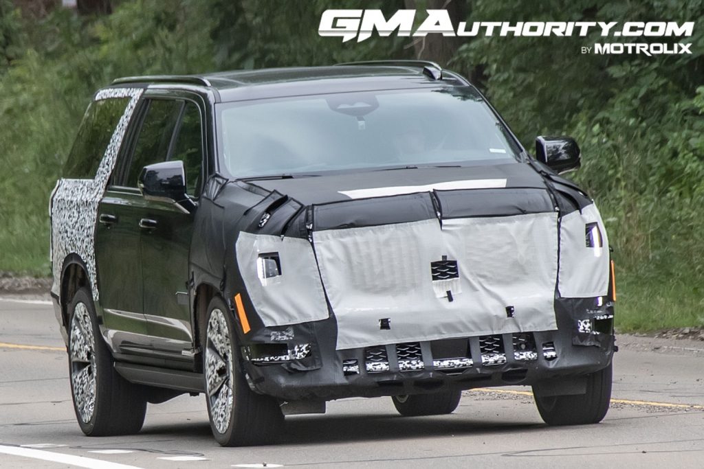 Refreshed 2025 Cadillac Escalade-V ESV on the road testing as a prototype.