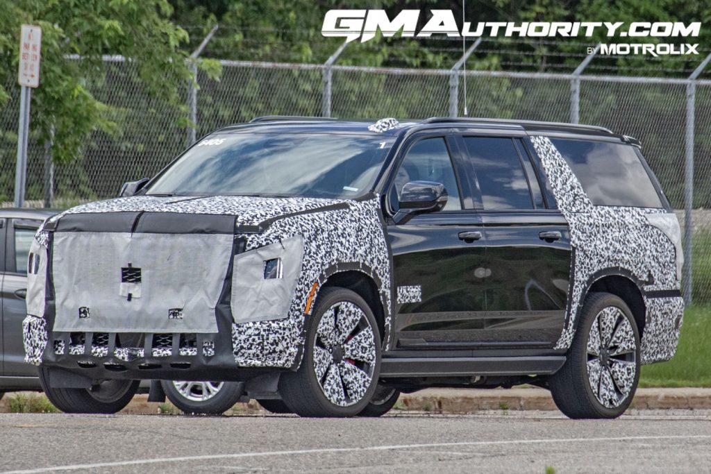 A photo of a 2025 Cadillac Escalade-V prototype undergoing testing in October 2023.