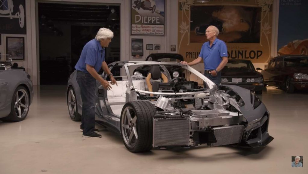 Leno and Juechter discussing the Corvette E-Ray.