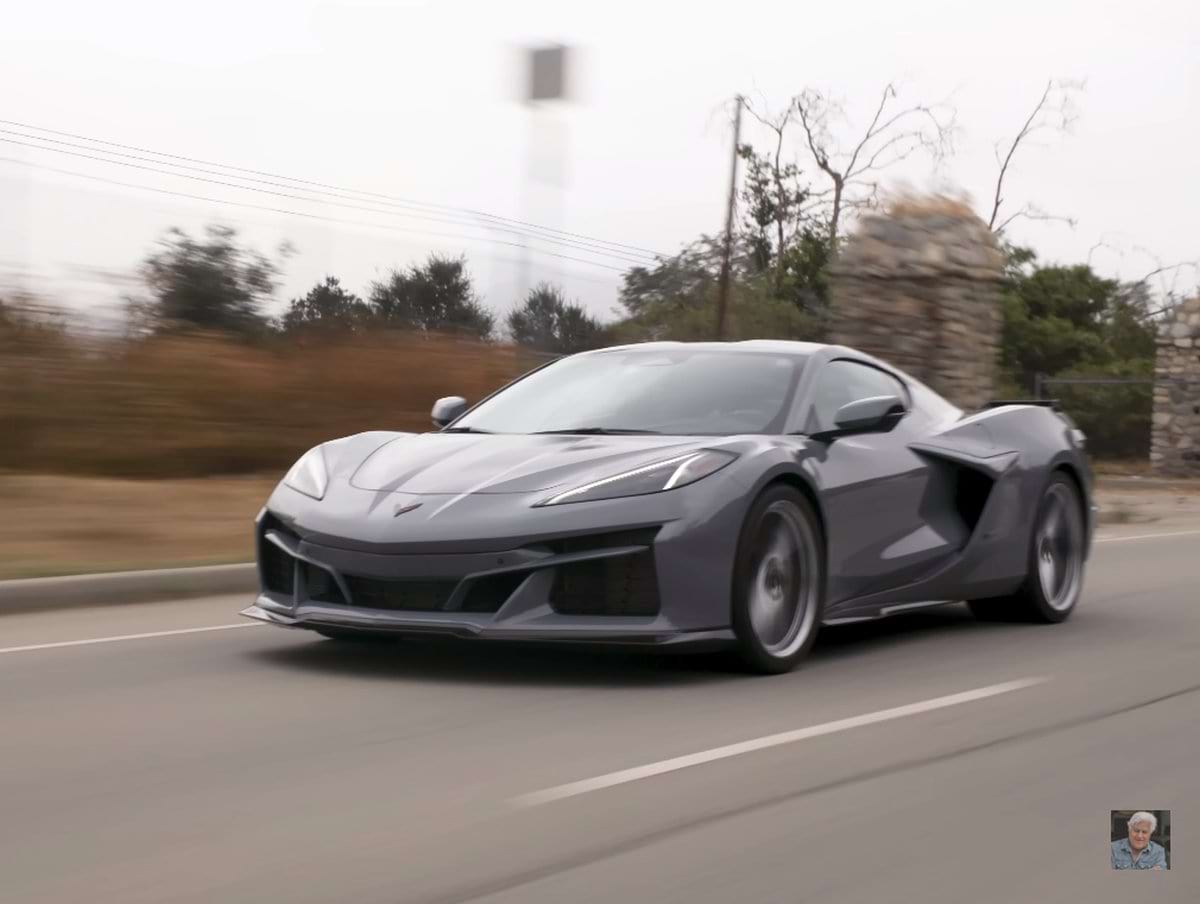 Jay Leno, Tadge Juechter View The 2024 Corvette ERay Video