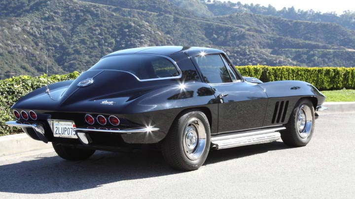 Rear three quarters view of the 1966 Vette.