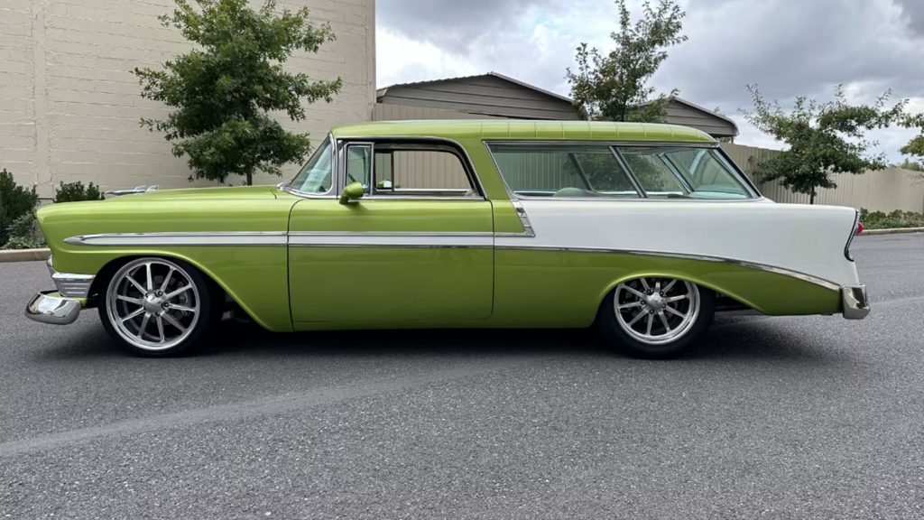 Side view of the 1956 Chevy Nomad Custom heading to auction.