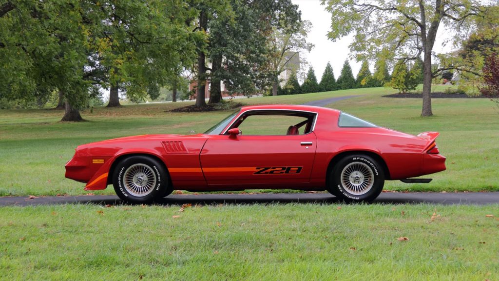Side view of the 1979 Chevy Camaro Z/28 heading to auction.