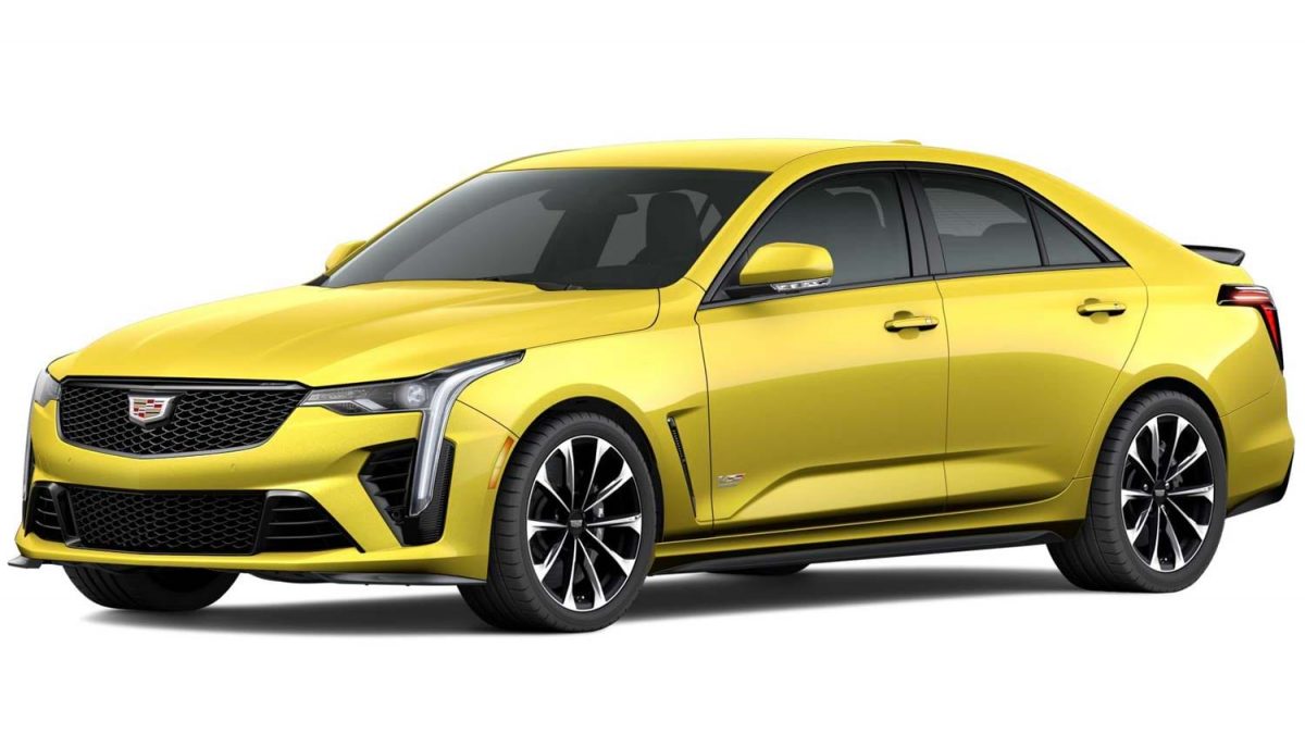 2024 Cadillac CT4 V Blackwing Changes Updates New Features   2024 Cadillac CT4 V Blackwing Cyber Yellow Metallic GCP Exterior 001 Front Three Quarters 1200x675 