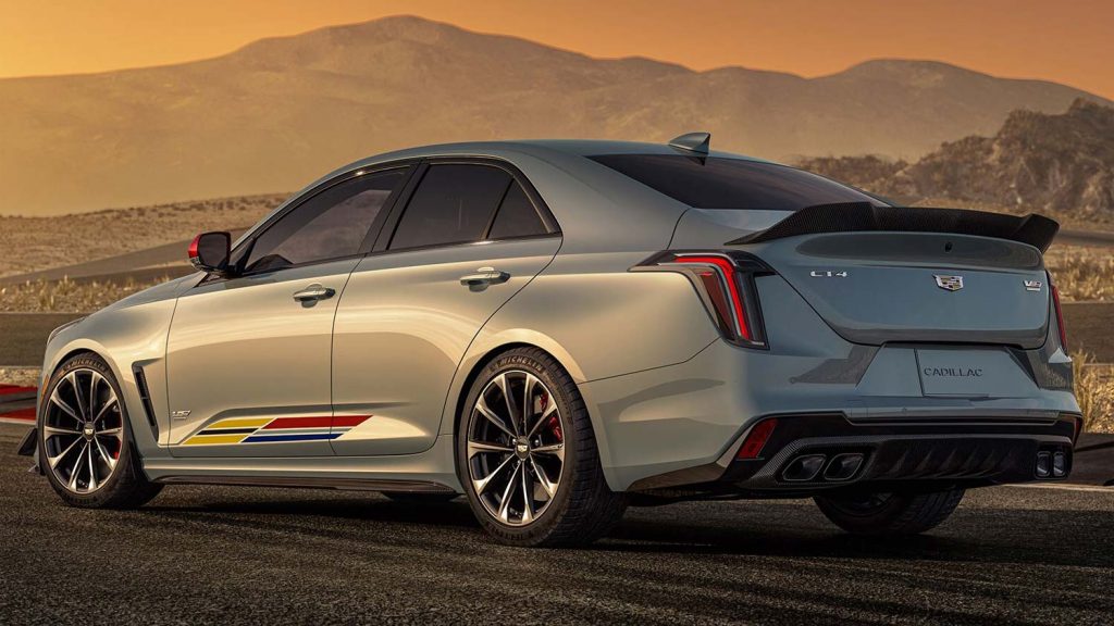 The rear end of the Cadillac CT4-V Blackwing.