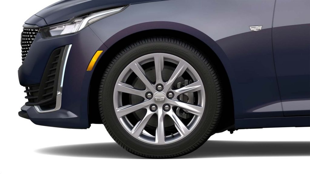 Front end detail of the 2024 Cadillac CT5 wheels.