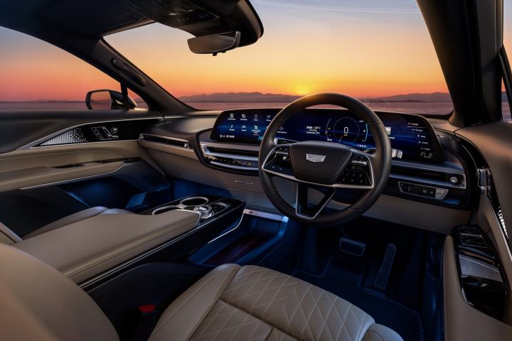 Cockpit of a RHD Cadillac Lyriq.