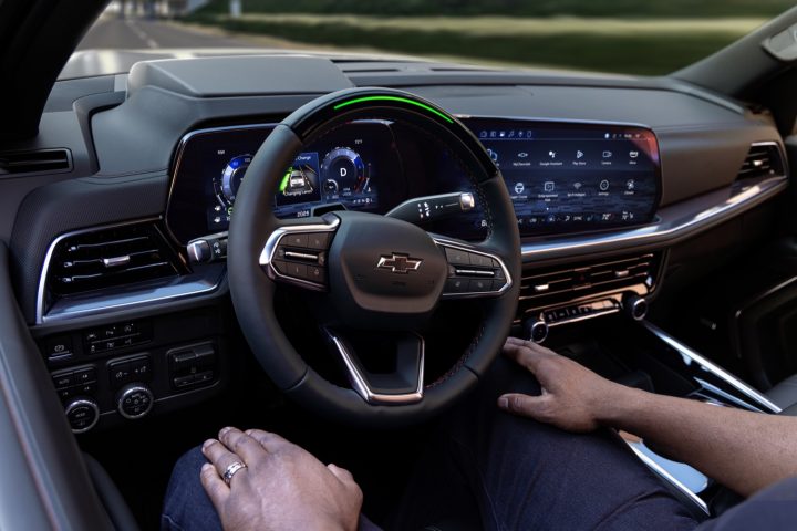 Cockpit view of the 2025 Chevy Tahoe.