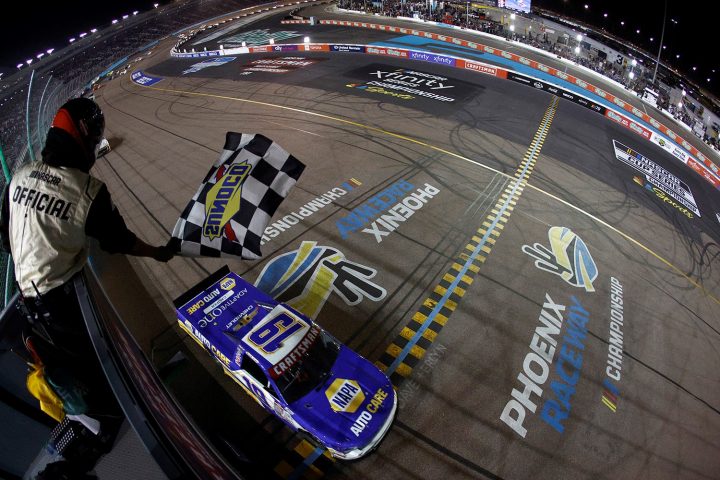 NASCAR Chevy driver Christian Eckes wins at Phoenix in 2023.