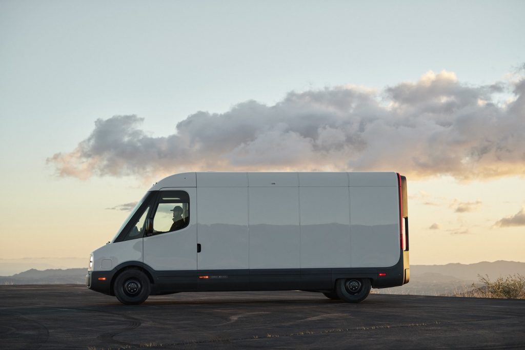 The all-electric Rivian delivery van.