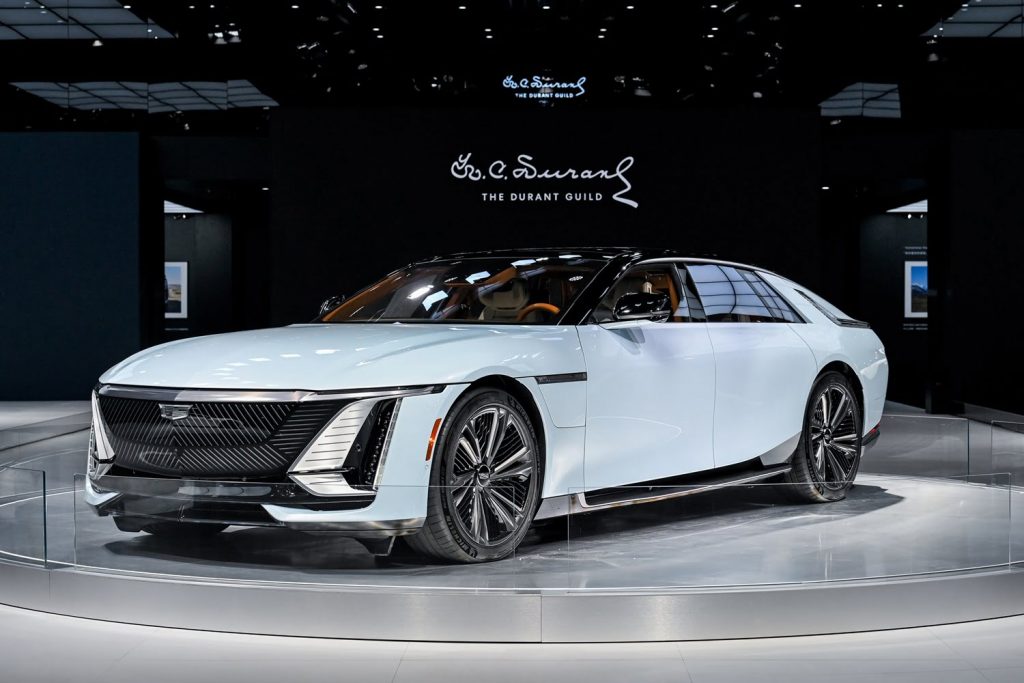 Front three-quarters view of the Cadillac Celestiq shown at this year's Guangzhou auto show in China.