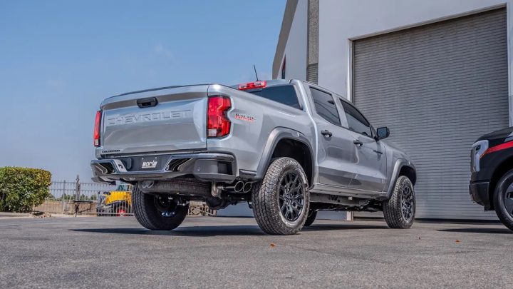 A 2023 Chevy Colorado with an upgraded Borla exhaust system.