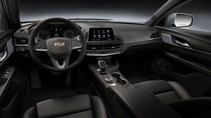 Cockpit view of the 2024 Cadillac CT4-V interior.