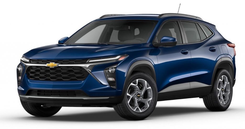 The 2024 Chevy Trax in Blue Glow Metallic.