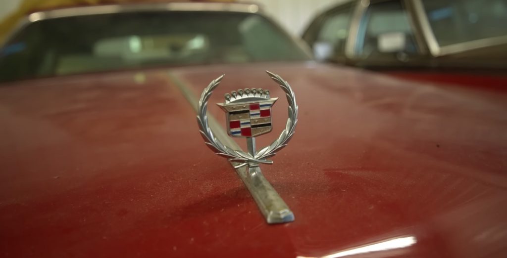 Cadillac badge on a classic GM car.