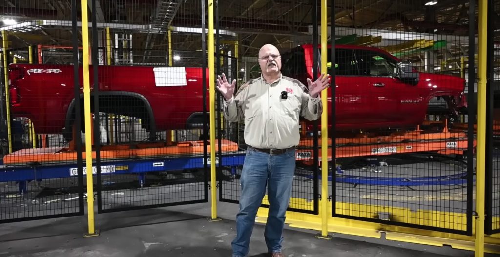 Screenshot from a video detailing the assembly of a 2024 Chevy Silverado HD.